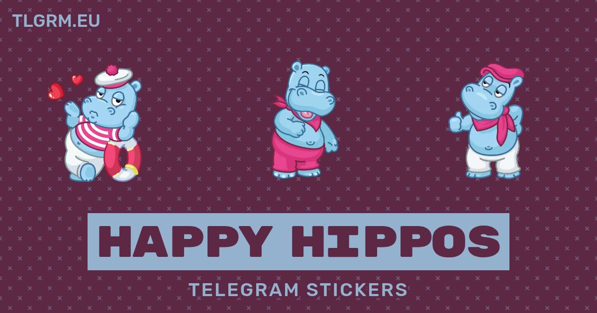 “Happy Hippos” animated sticker set for Telegram