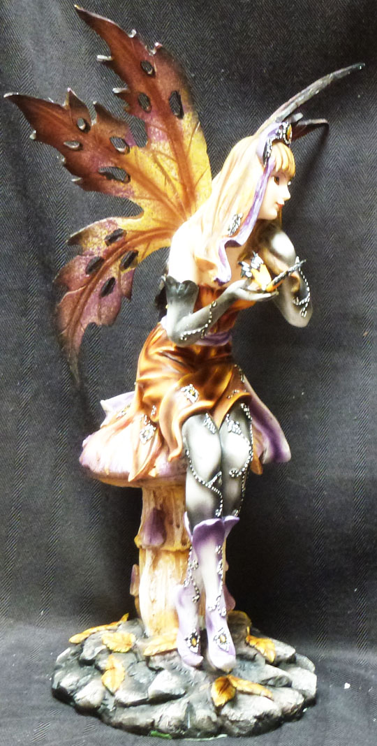 BUTTERFLY Fairy with Butterflies on Mushroom Statue Figurine H16" eBay
