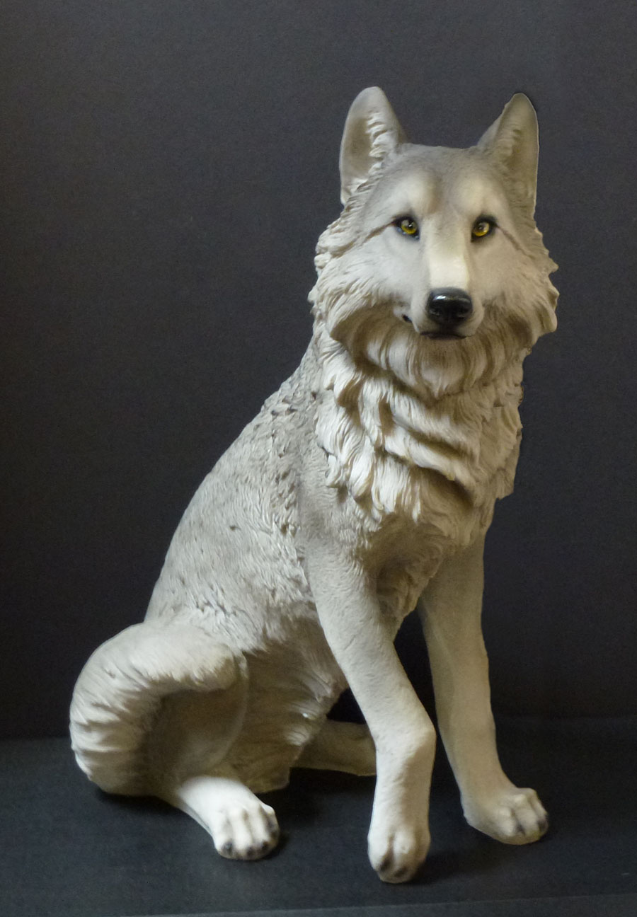 DAKOTA Large Sitting Wolf Statue Figurine H21" x L15.25" x W10.5" eBay