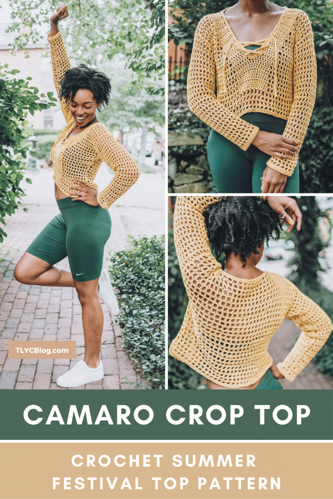 Camaro Crop Top, mesh crochet top pattern TL Yarn Crafts