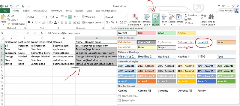 Excel Formula to Create an Email Address TM Blast