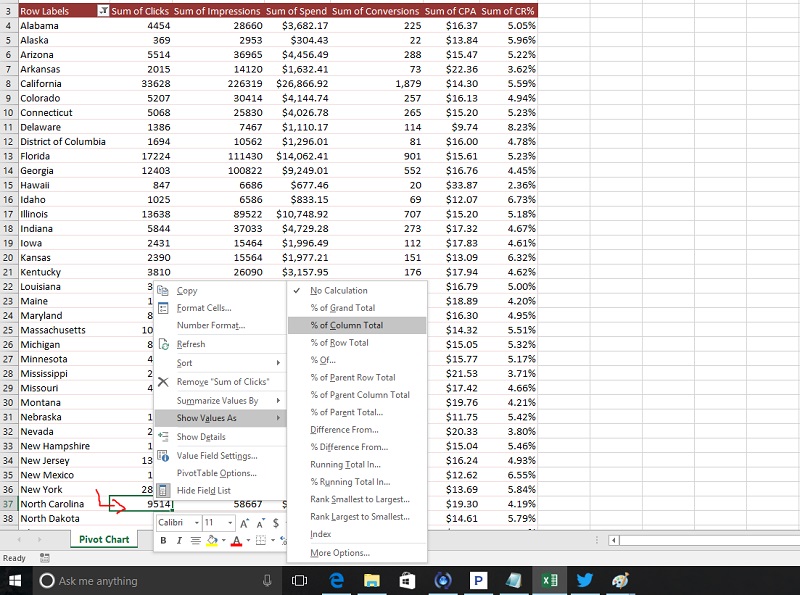How to Show Values as Percentages in a Pivot Table TM Blast