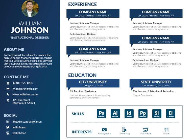 Free PowerPoint Visual Resume Template Mike Taylor