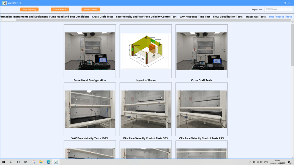 Fume Hood Complete Test Set according to ASHRAE 1102016 (Hardware and