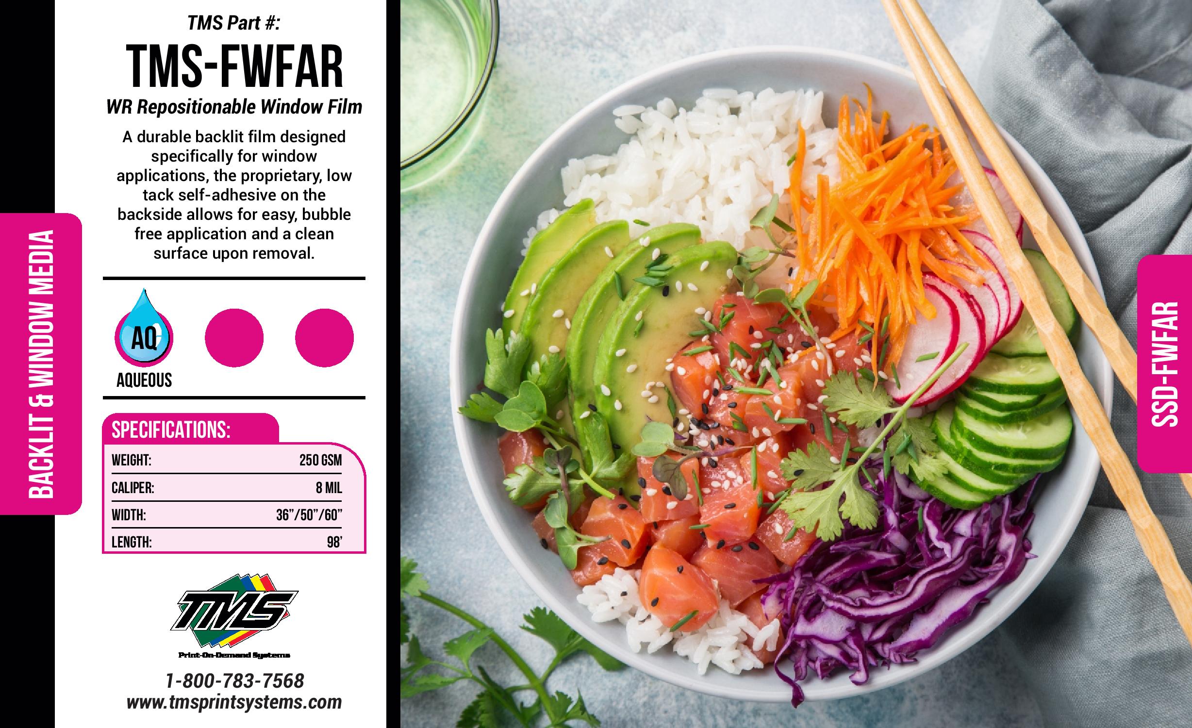 TMS-FWFAR-36 36" x 98' 8 mil WR Repo Frosted Window Film-