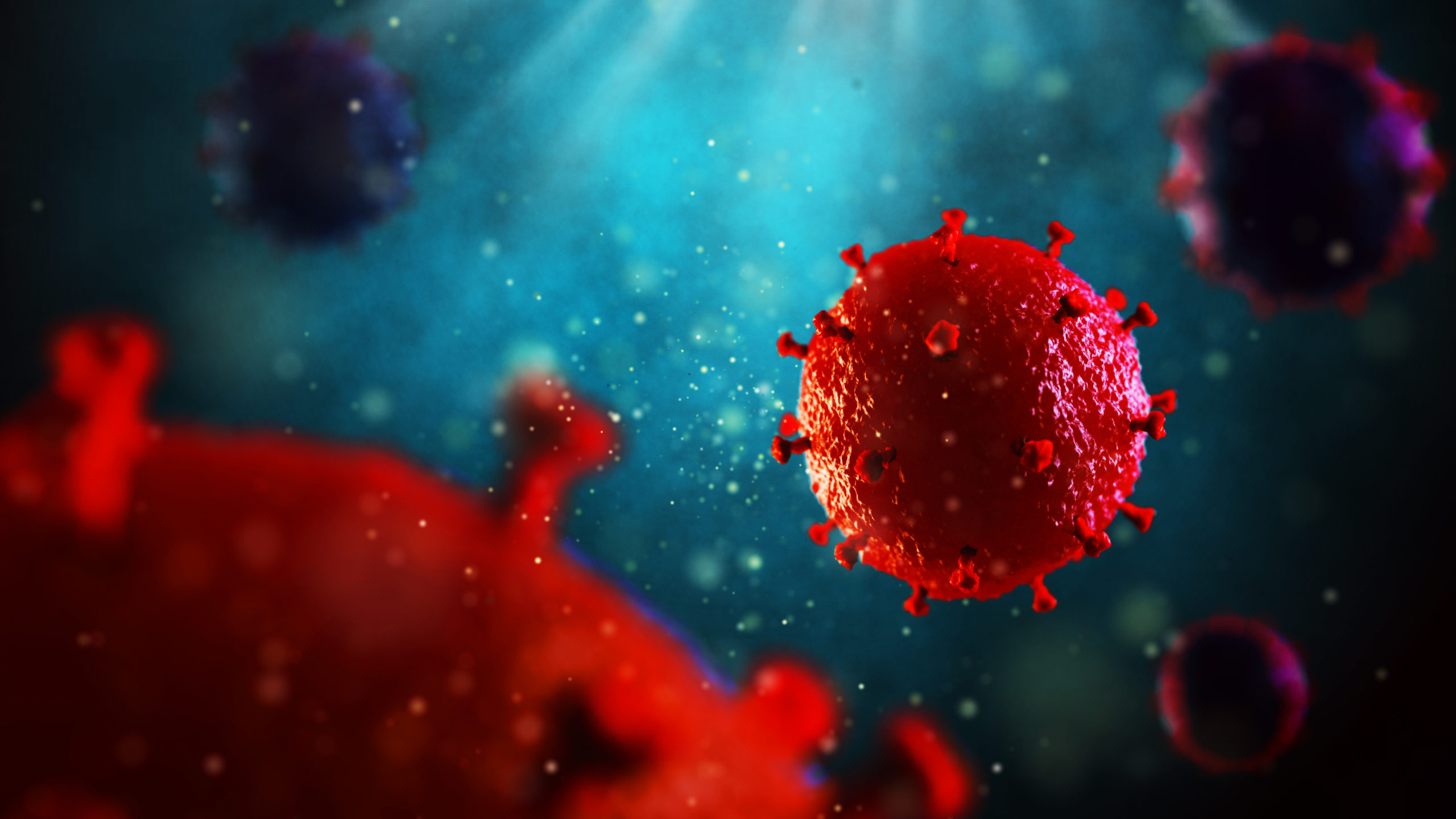 3d illustration of HIV virus. Medical concept Tennessee Center for