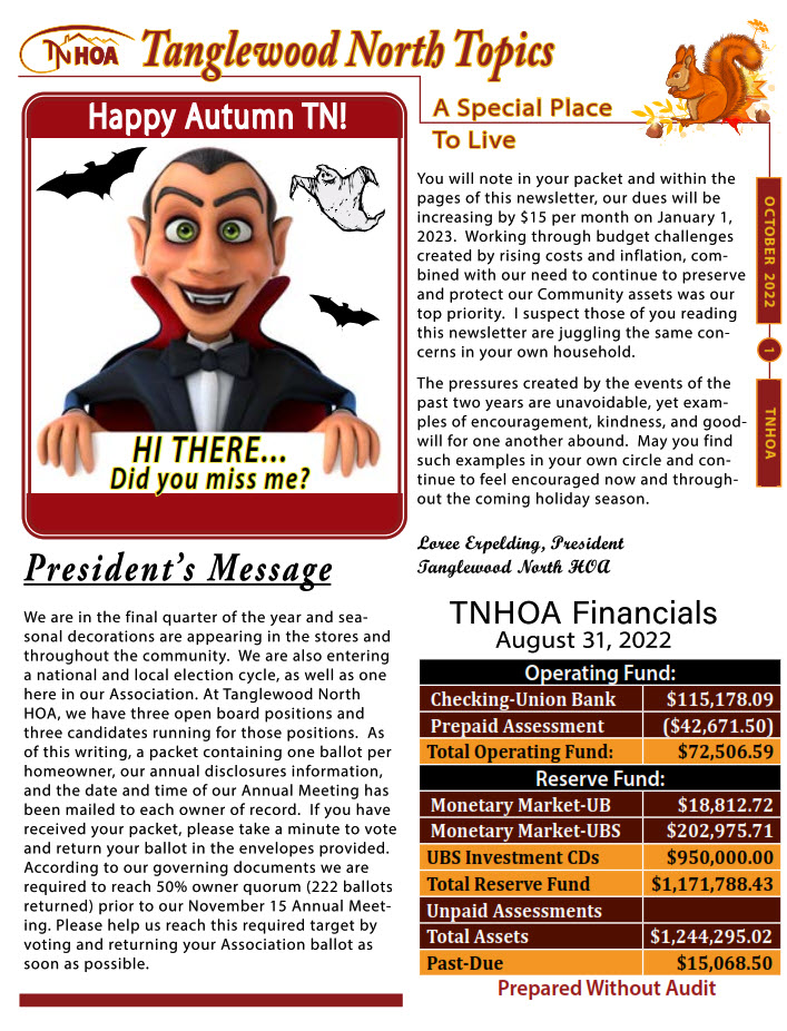 Tanglewood North Home Owners Association Cypress CA Tanglewood