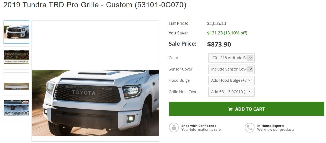 Chrome Delete / Sparks Parts Front End Complete Package Toyota Tundra