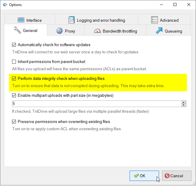 TntDrive version 285. Release Notes Support For GLACIER Storage