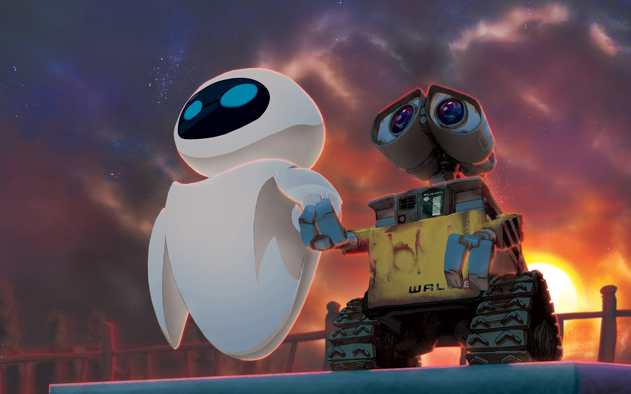 Um WallE e uma EVE em tamanho real com controle remoto