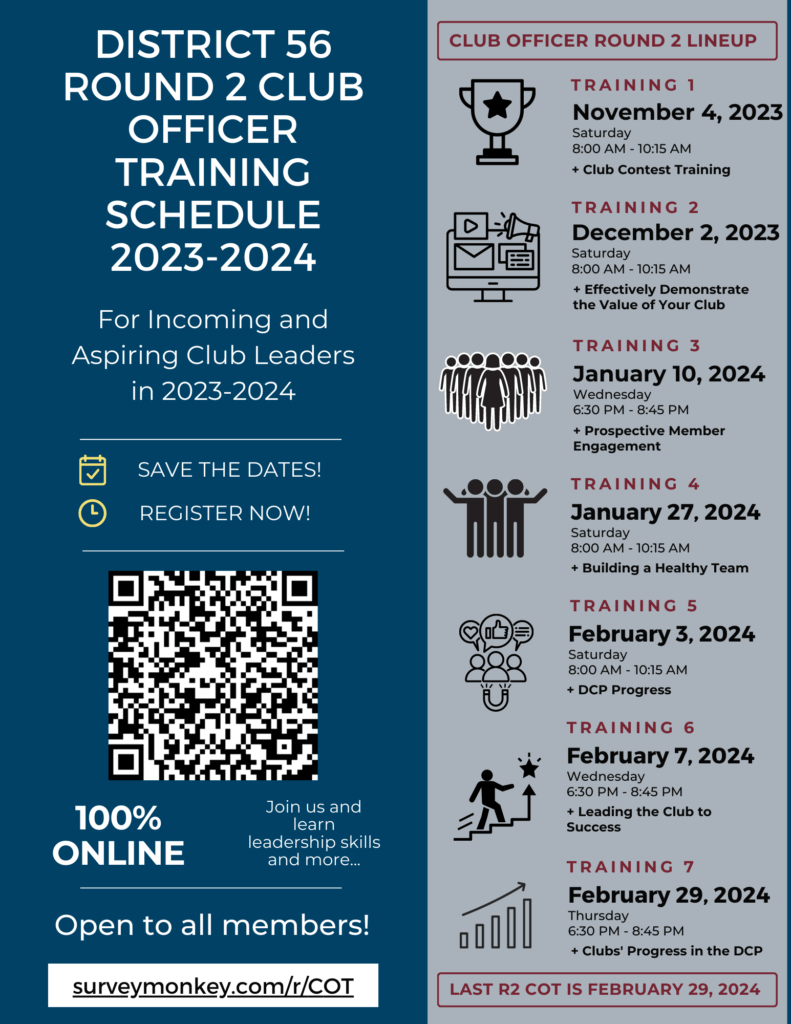 Round 2 Club Officer Training (COT) 4 of 7 Toastmasters Houston