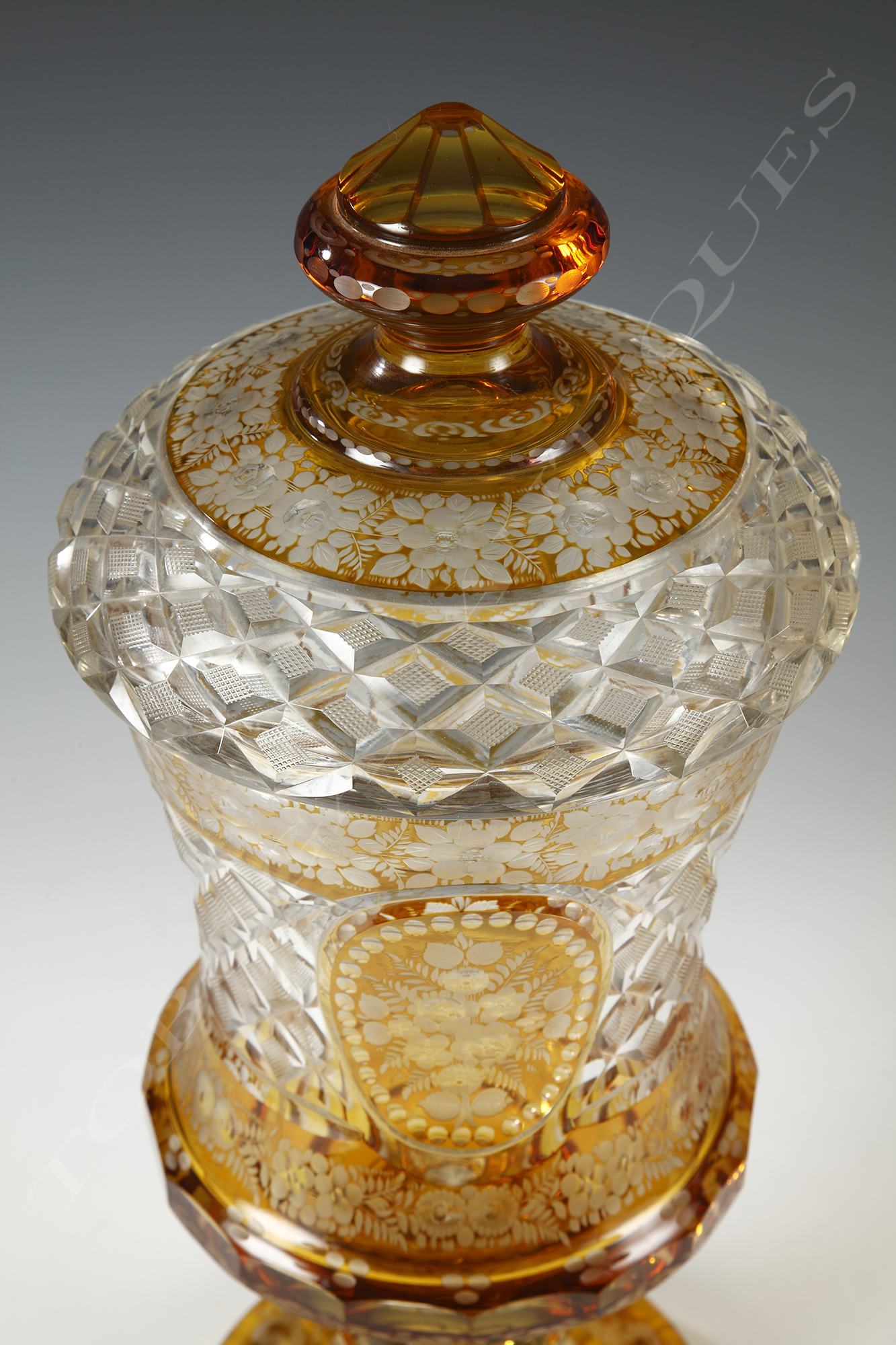 Bohemian crystal glassware Pair of sweetmeat vases Tobogan Antiques