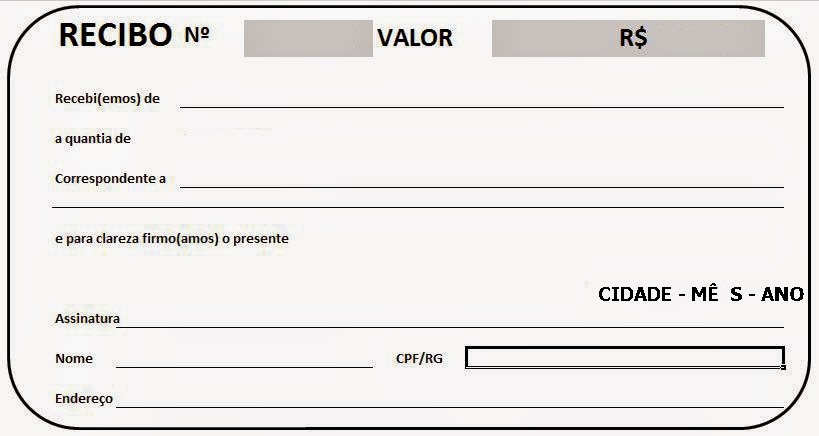 Recibo Pronto Modelos para Preencher e Imprimir Toda Atual