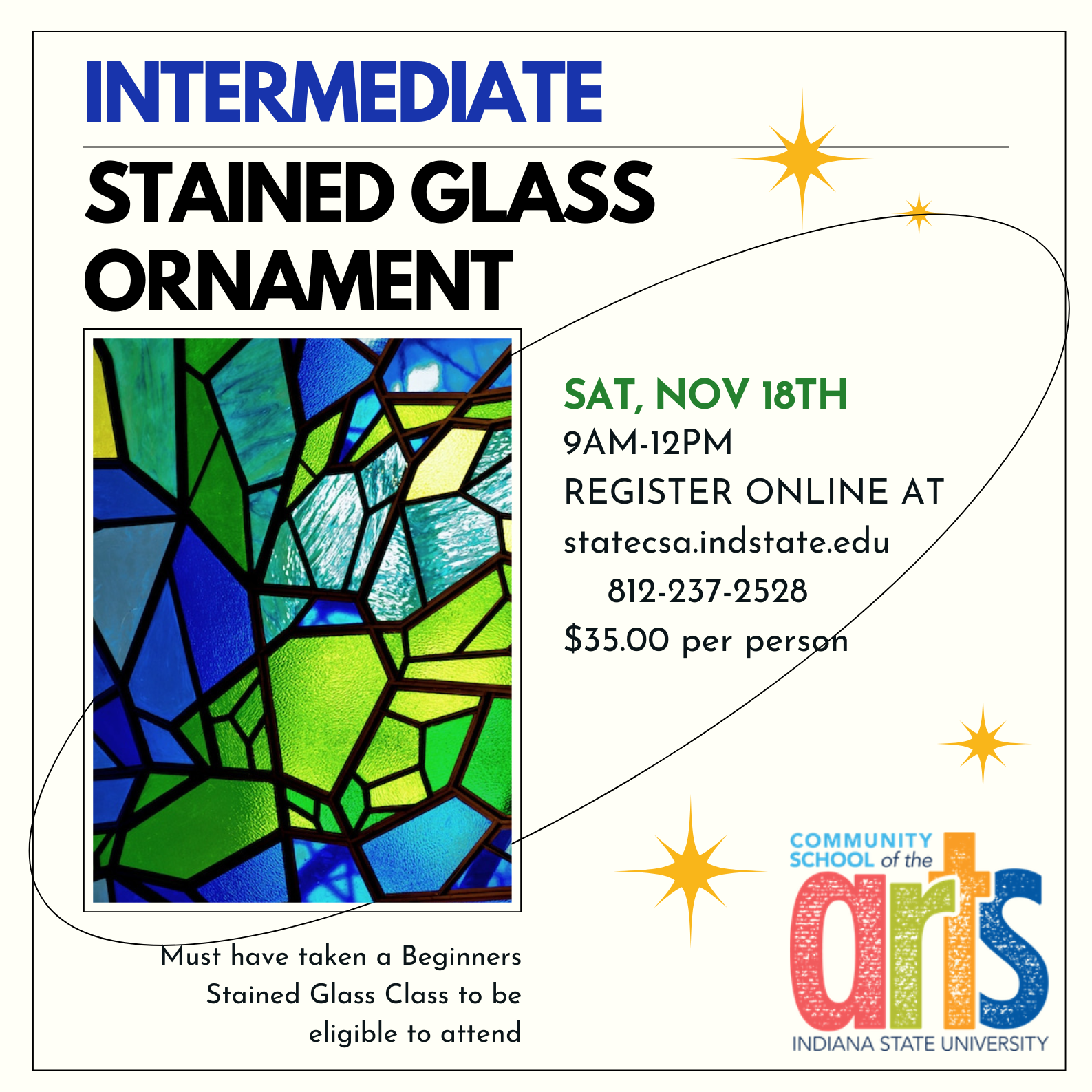 » Intermediate Stained Glass Ornament Class