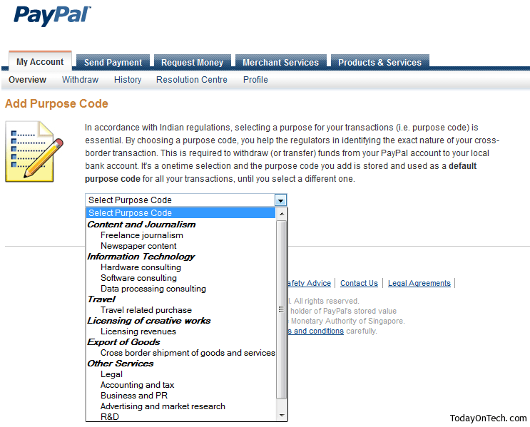 How to Set Purpose Code in Your Paypal Account? Gadget News