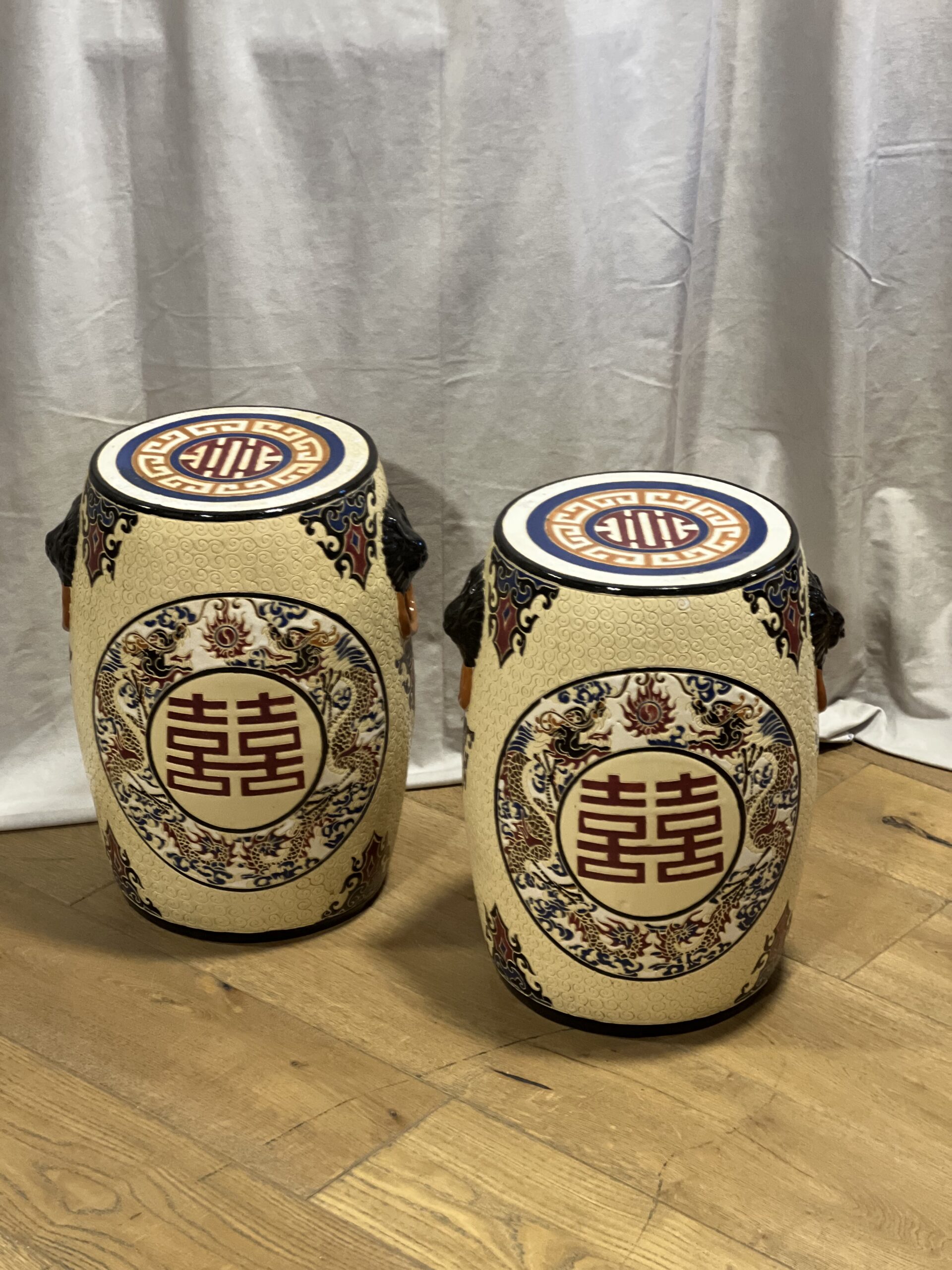 Pair of Chinese Art Deco Garden Stools Tod Carson Antiques