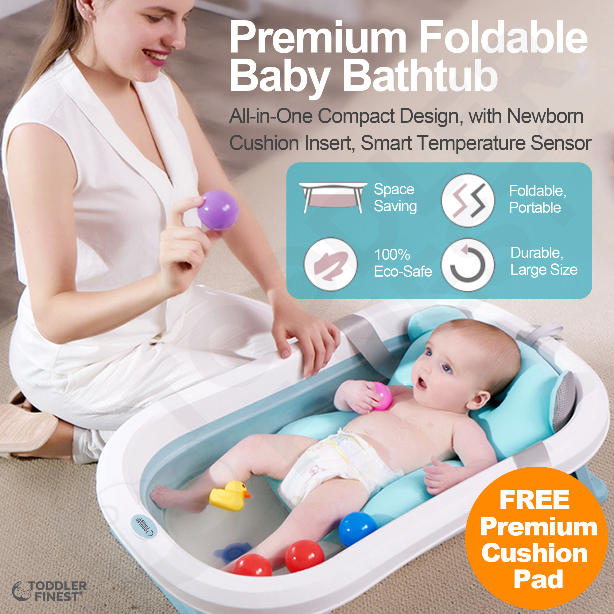 ️Get 20 Off ️ 3in1 Foldable Baby Bath Tub Soft Cushion Insert