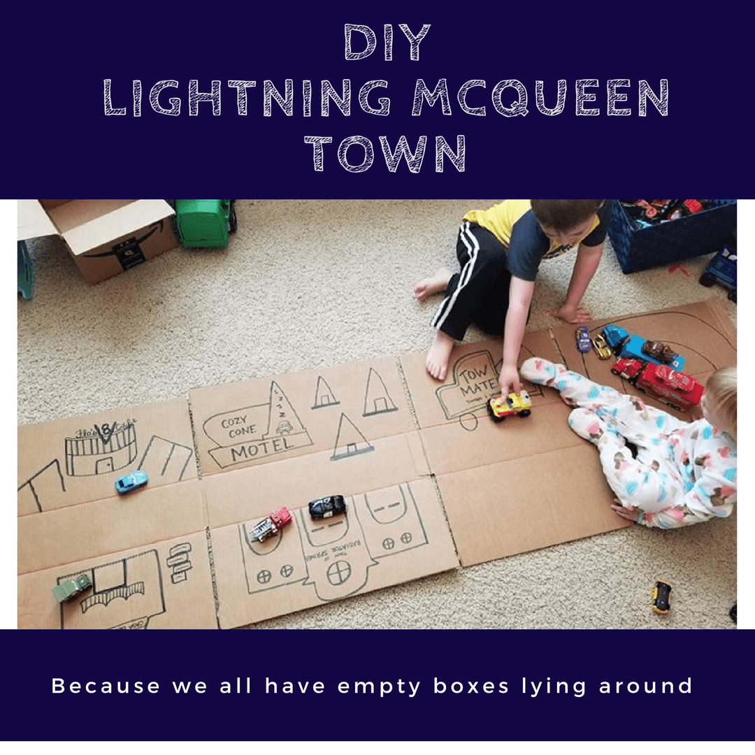 Simple DIY Lightning McQueen Town from an Old Box Toddler Tips