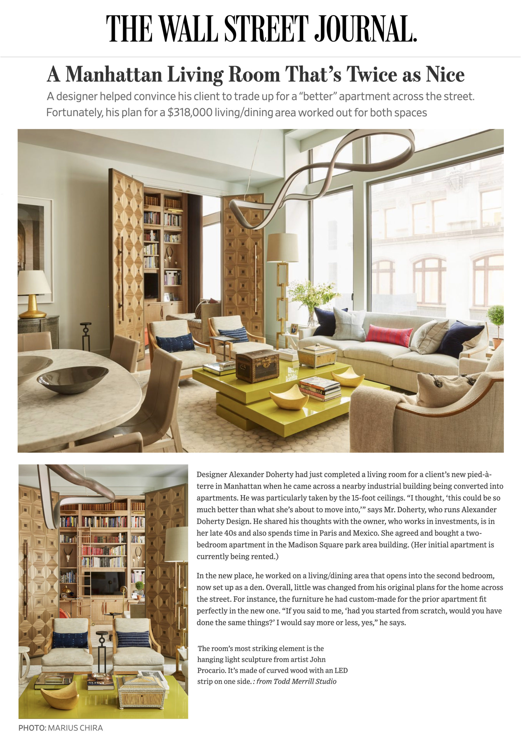 Wall Street Journal, March 2020 Todd Merrill Studio