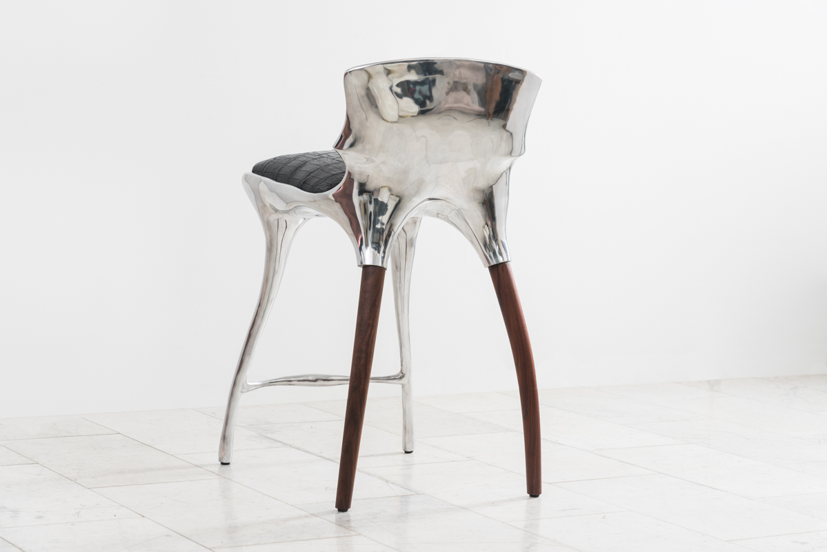 Alex Roskin, High Chair / Counter Stool in Aluminum, USA, 2021 Todd