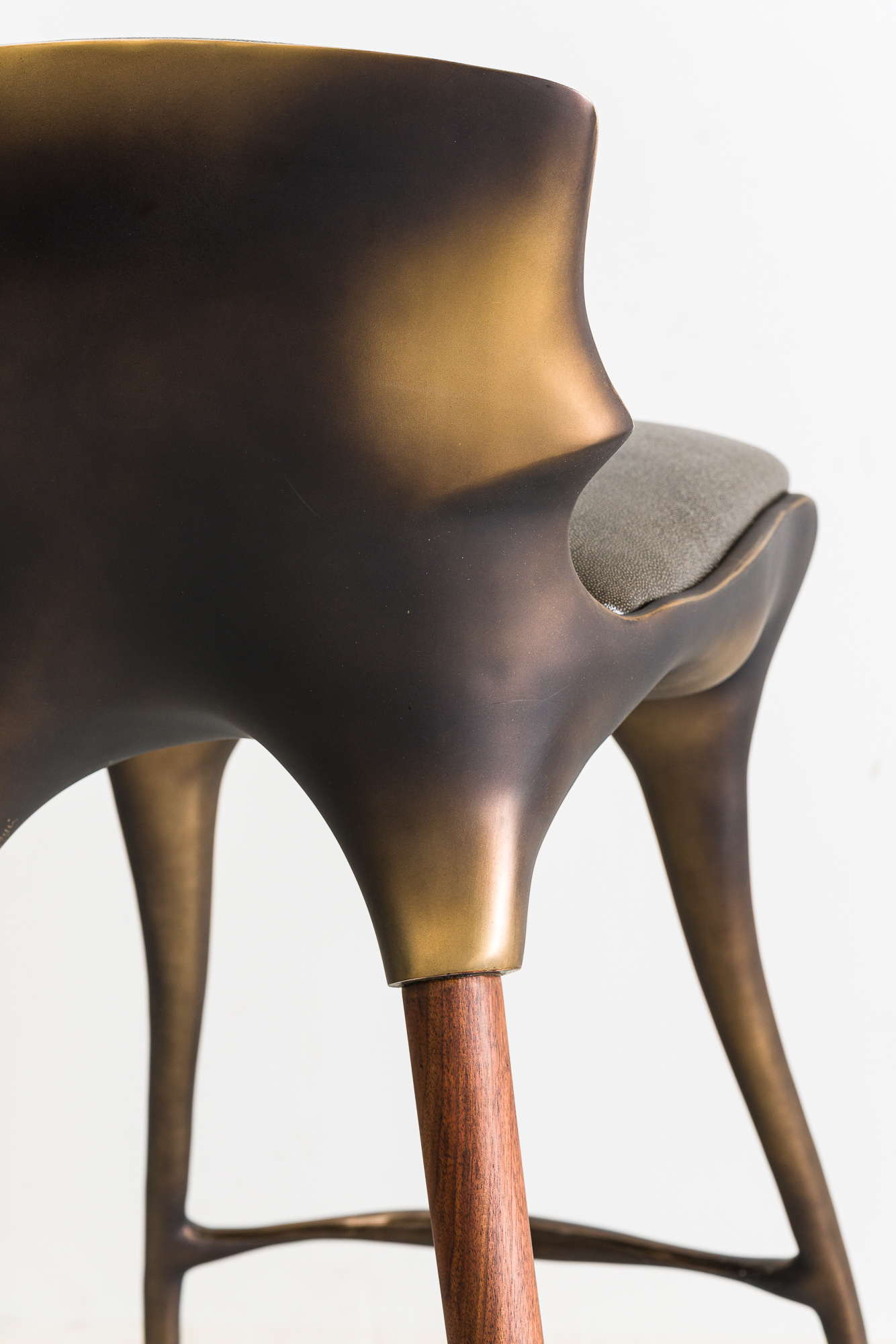Alex Roskin, High Chair / Counter Stool in Aluminum with Bronze Finish