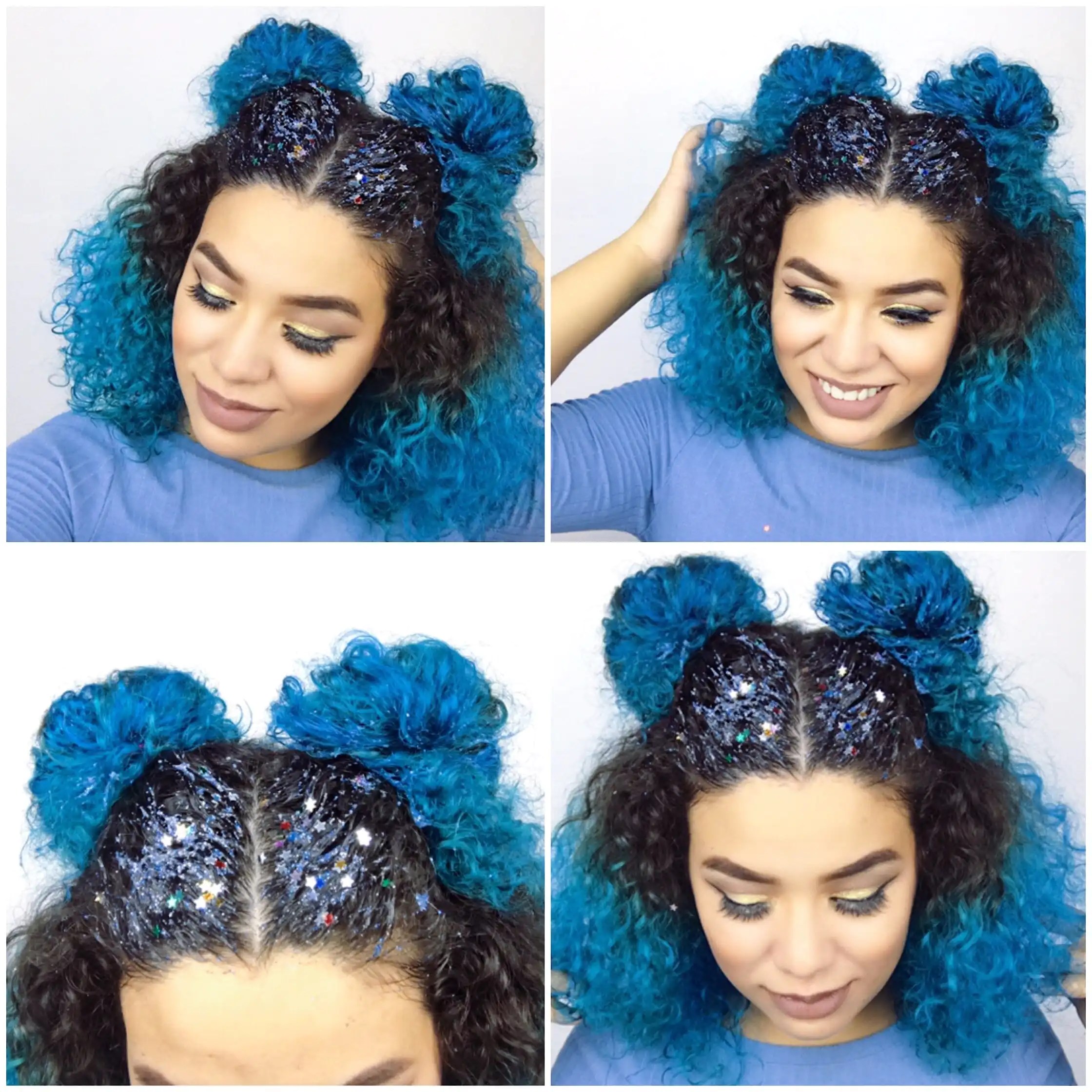 Penteado fofo para o Ano Novo Glitter Roots Tô de Cacho