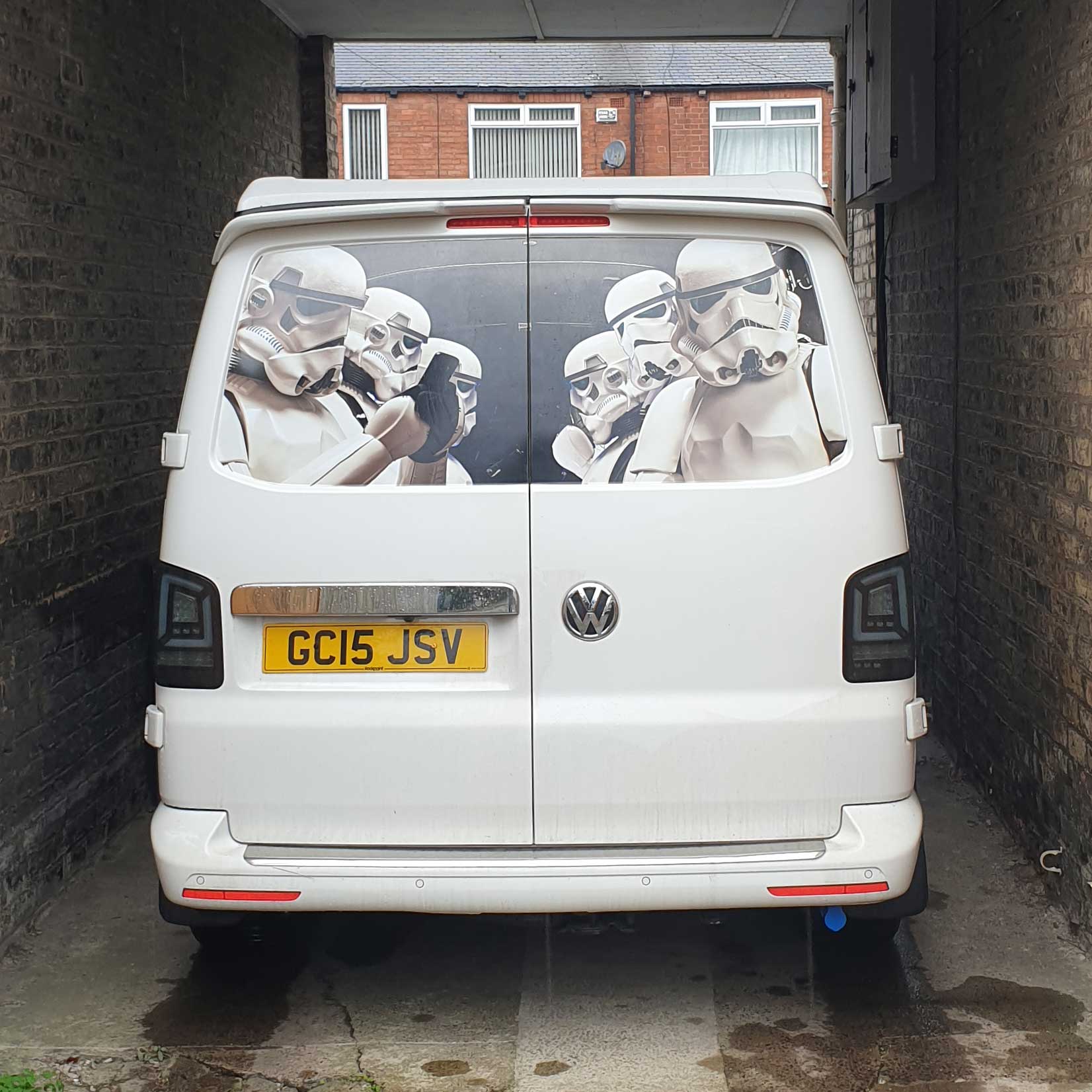 Stormtrooper sticker vinyl wrap VW T4 T5 T6 rear window panel
