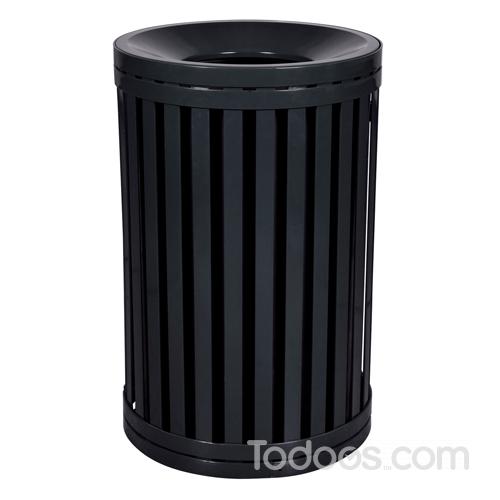 Streetscape East Hampton Outdoor Metal Trash Can with Lid 45 Gallon