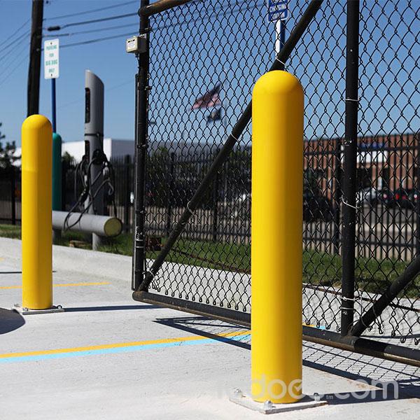 6" Diameter Steel Pipes with Fitted Bollard Covers
