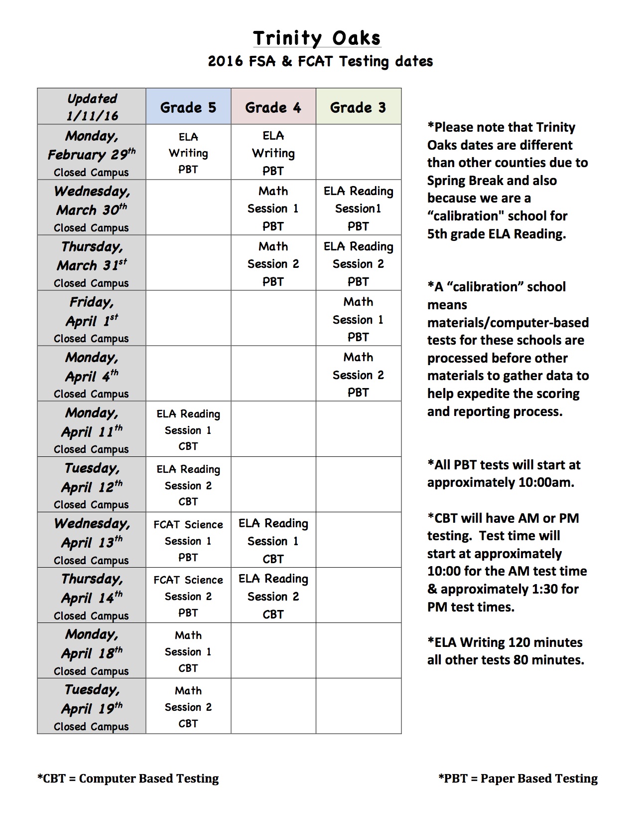Florida Standards Resources for Parents Trinity Oaks Elementary School