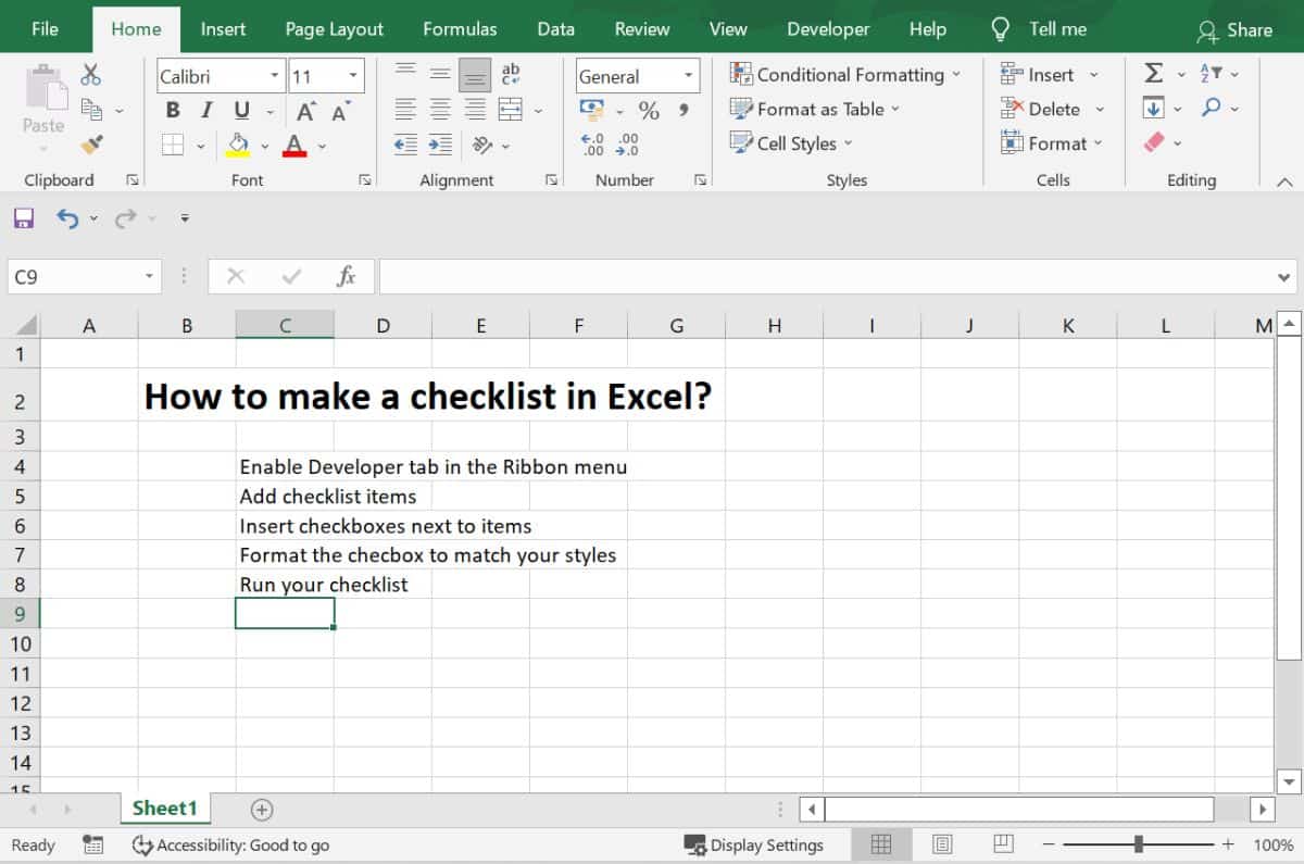How To Make A Checklist In Excel In 5 Easy Steps