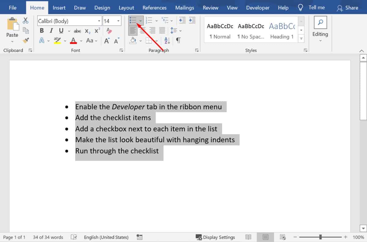 How To Make A Checklist In Microsoft Word In 5 Simple Steps