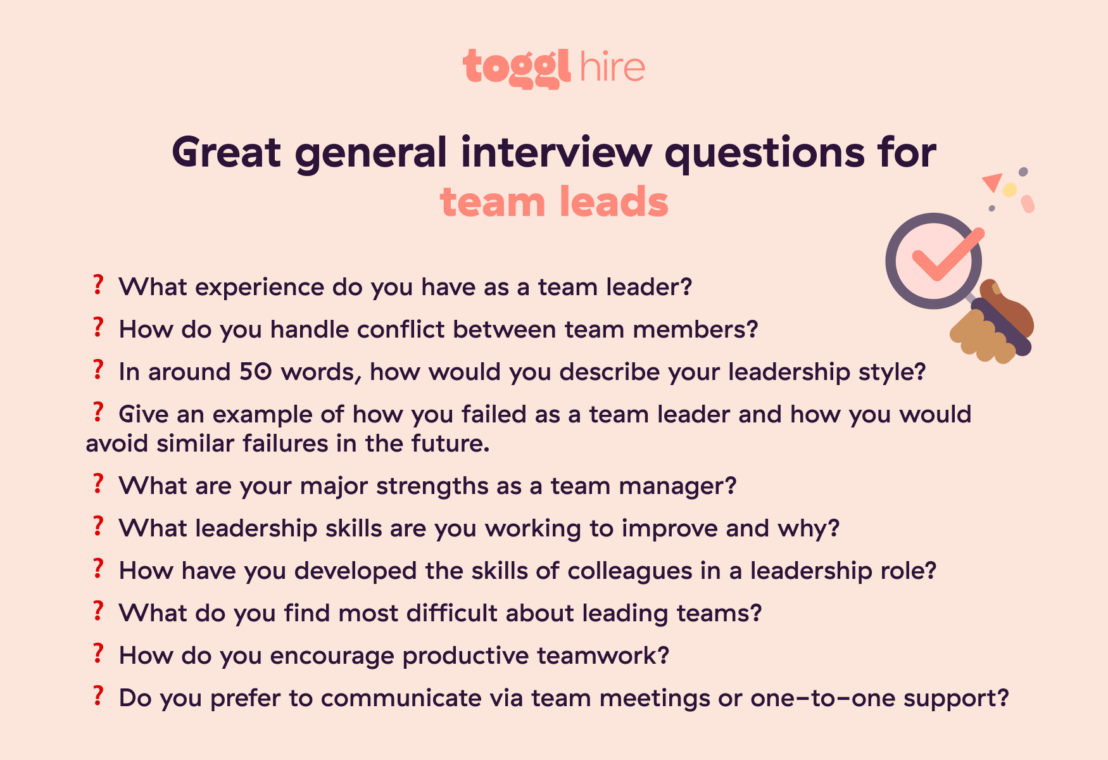 30 Great Team Lead Interview Questions & Sample Answers