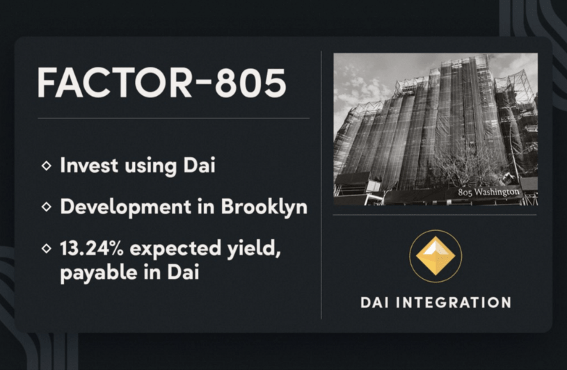 Real Estate Security Token “Factor805” Released, Brings DAI to Digital