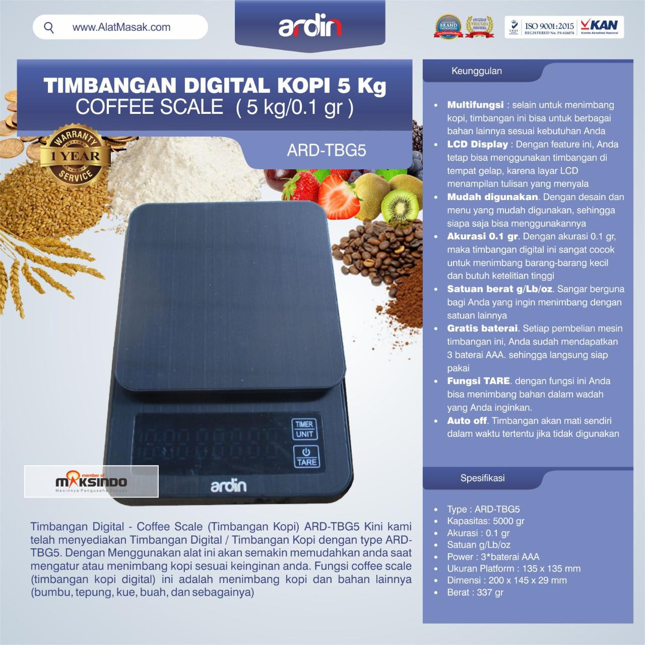 Jual Timbangan Digital Dapur 1 kg / Timbangan Kopi ARDTBG1 di Medan