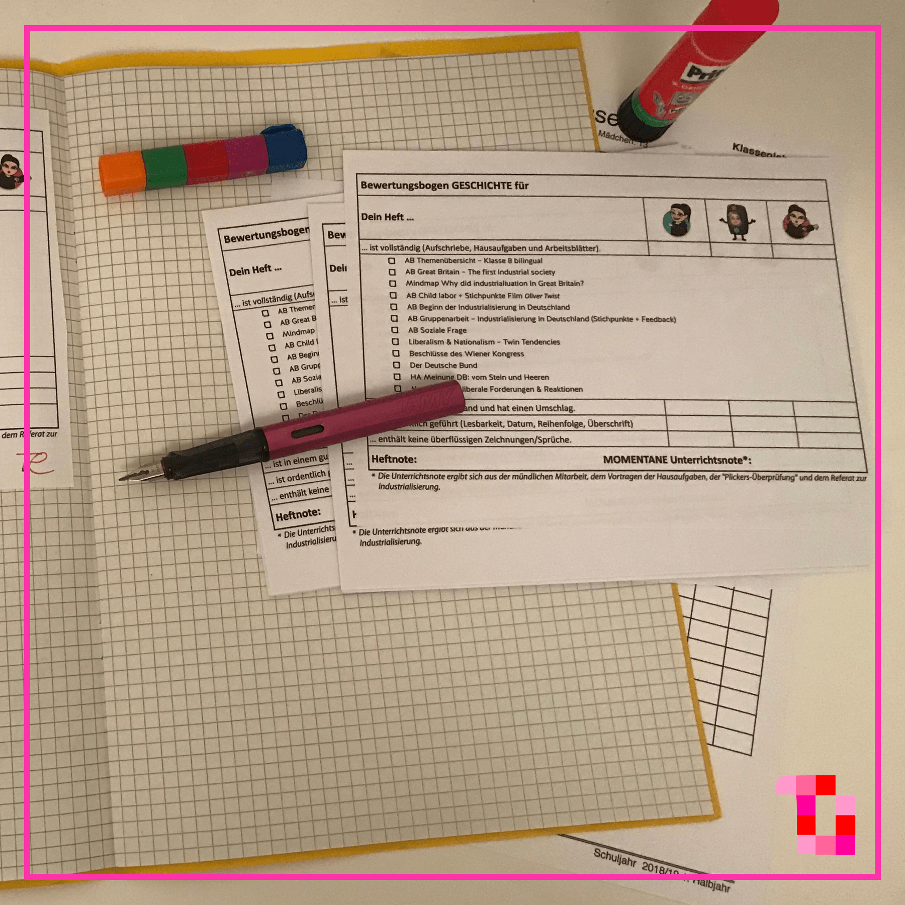 Bewertungsbogen für Hefte Toller Unterricht