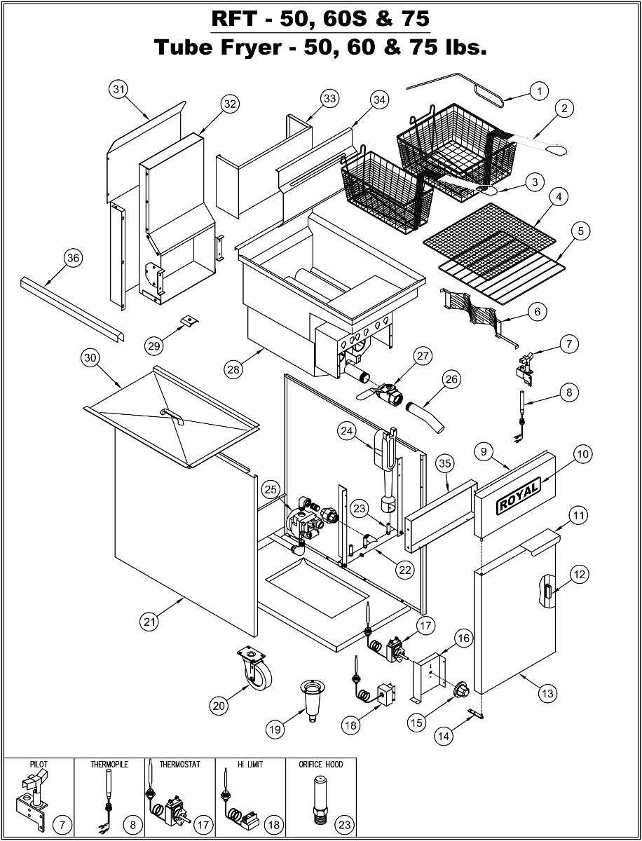 Royal Range Of California RFT50 Lpg Gas 50 lb. Stainless Steel, Floor