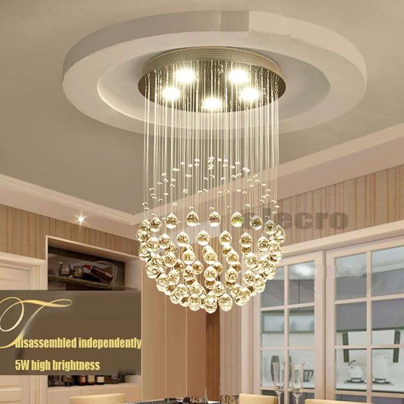 D50 Modern Light Luxury Style LED Spherical Crystal Chandelier Suitable For Living Room Dining