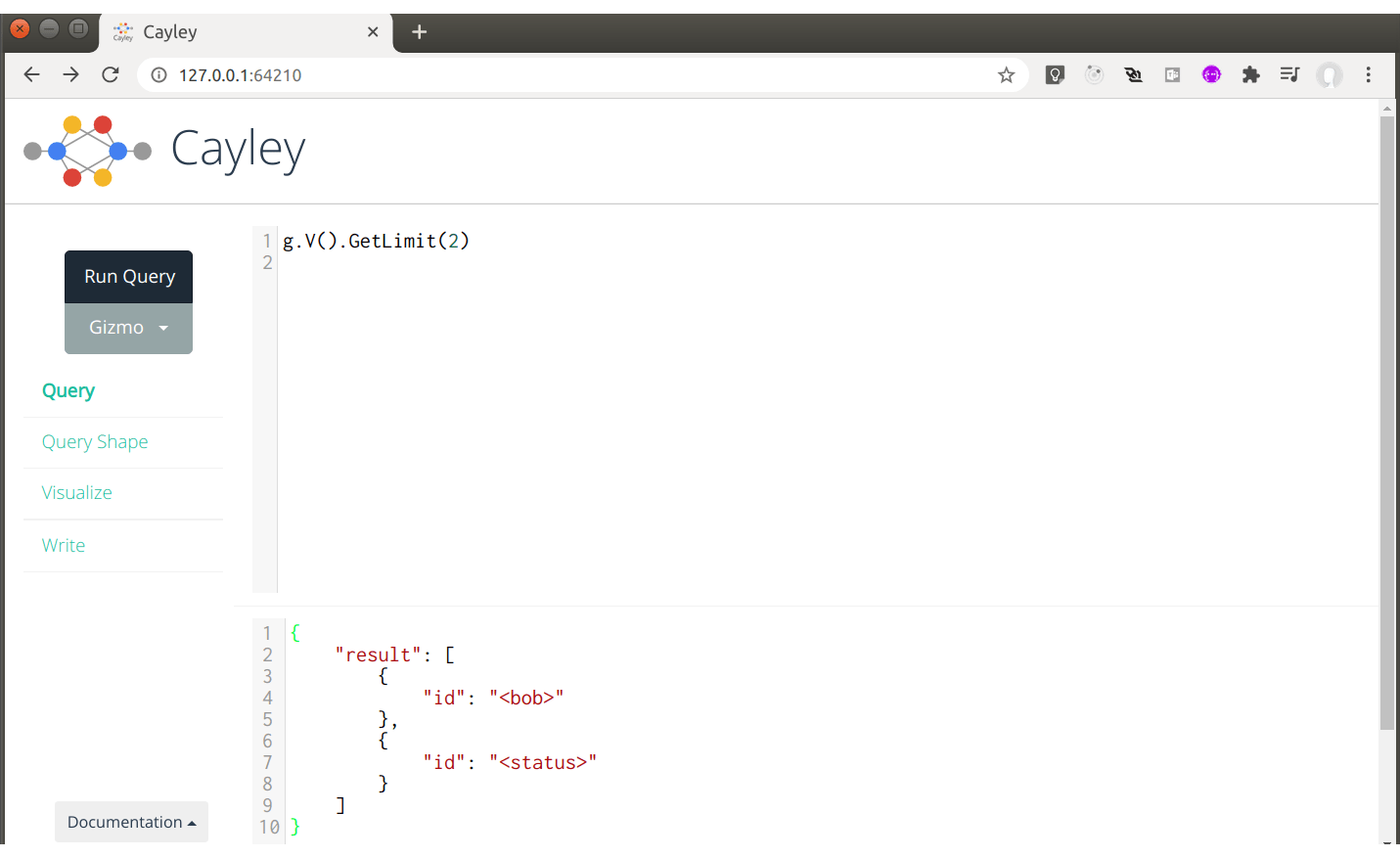 The `cayley http` command CayleyCookBook