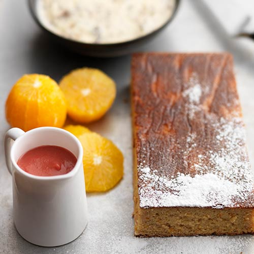 SPICED ORANGE CAKE, PLUM SAUCE & CHRISTMAS PUDDING ICE CREAM TOM KERRIDGE