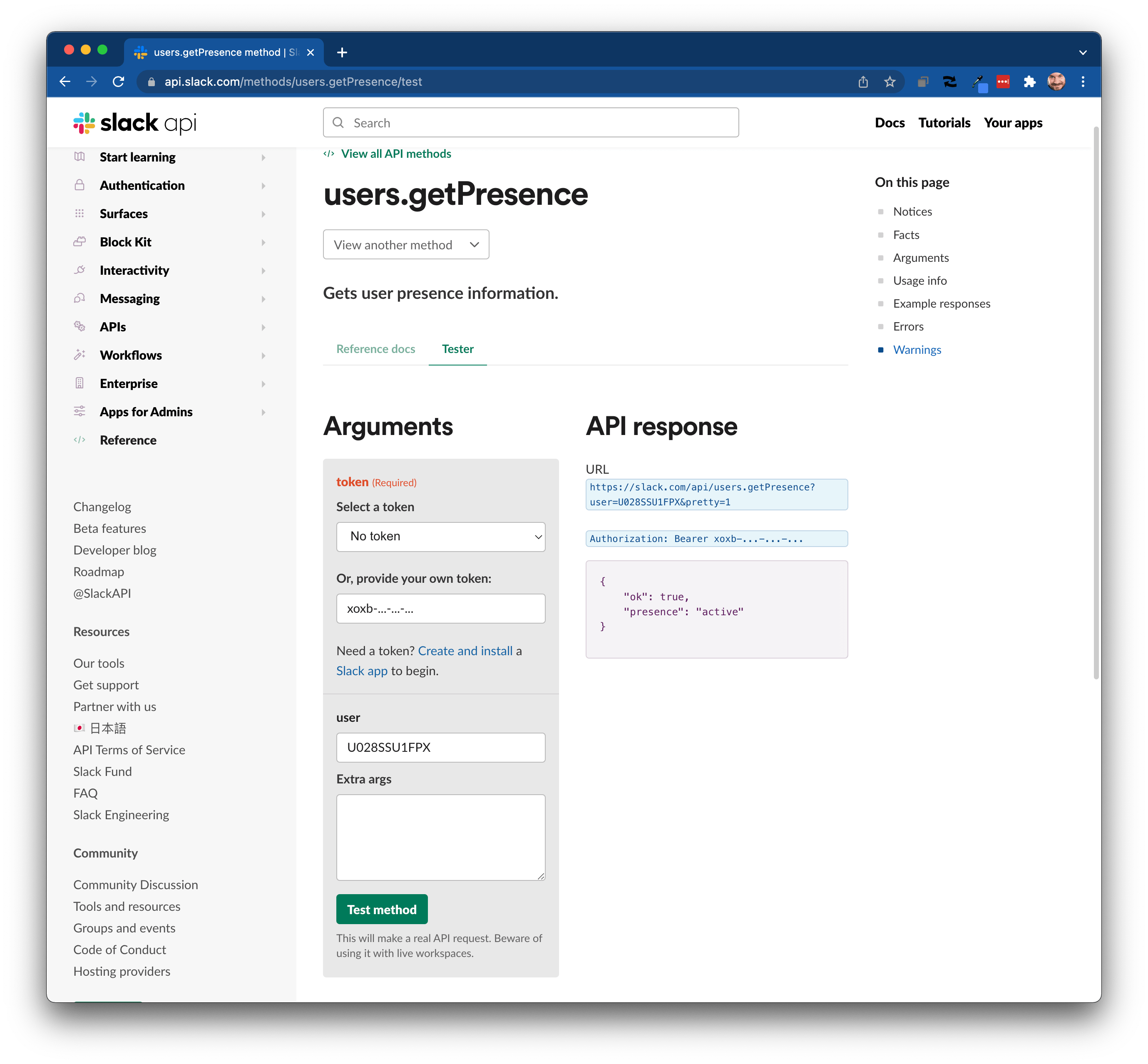 Retrieve auth token from slack client microholoser
