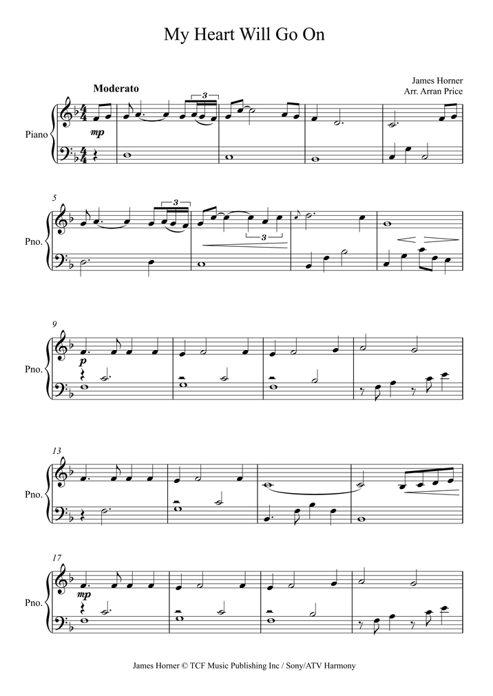 Partition Piano Titanic Thème principal (niveau facile/intermédiaire