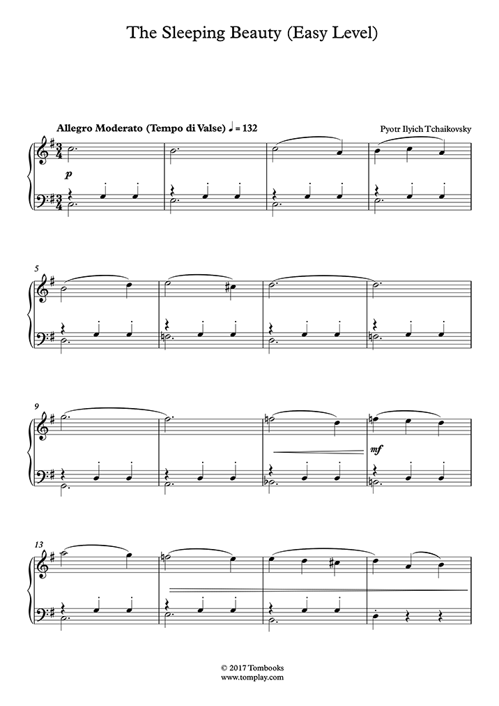 Play Tchaïkovsky La Belle au bois dormant (niveau facile
