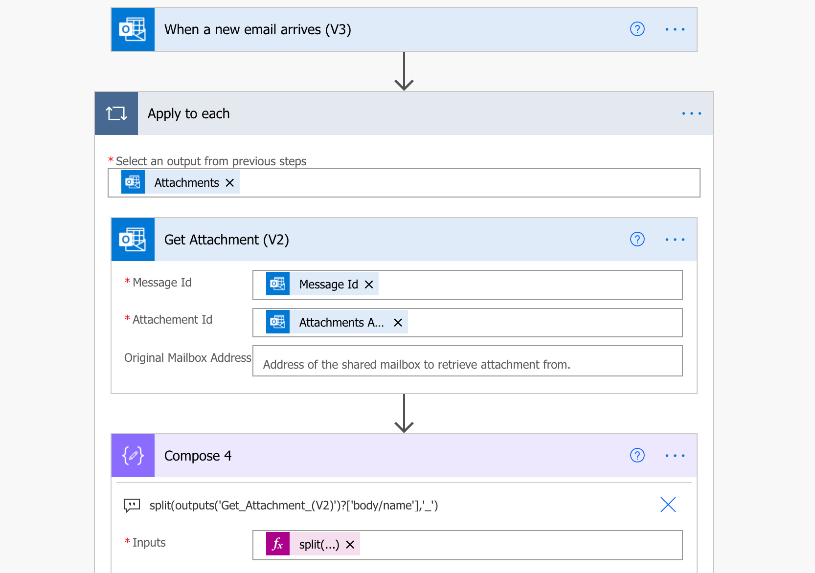 How to split file name for further processing in Power Automate