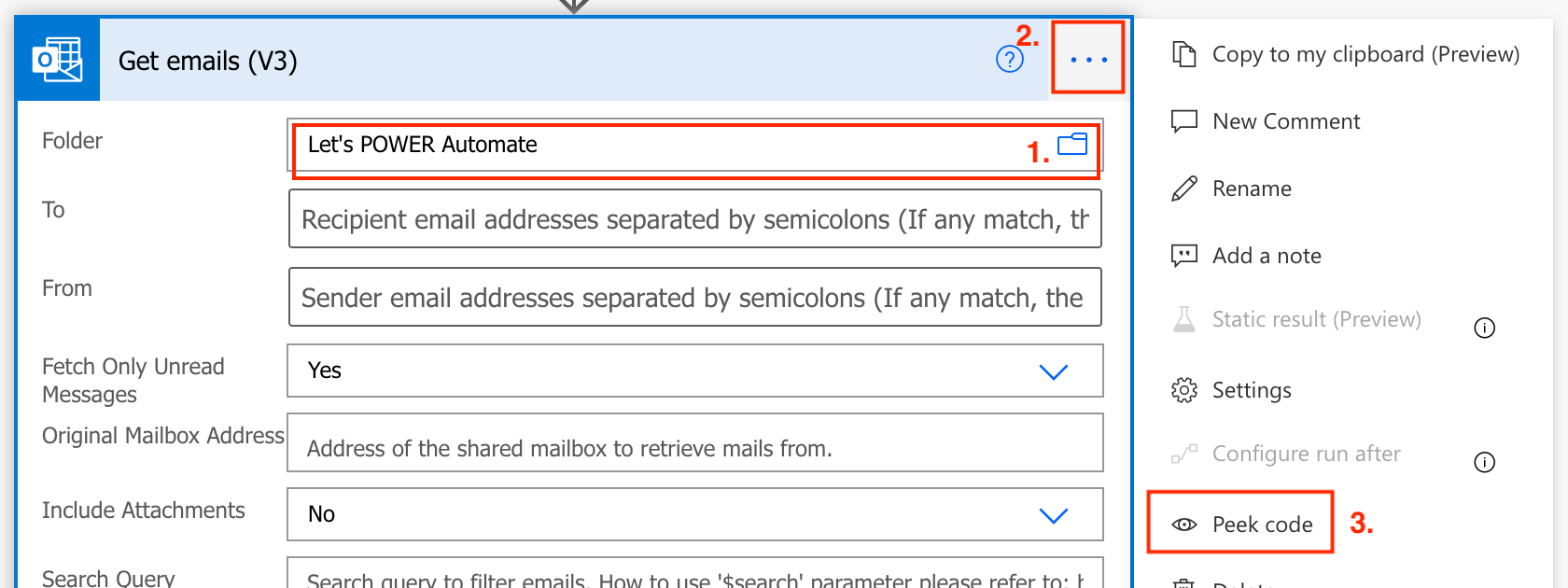 How to get more than 25 emails from a mailbox (Power Automate)