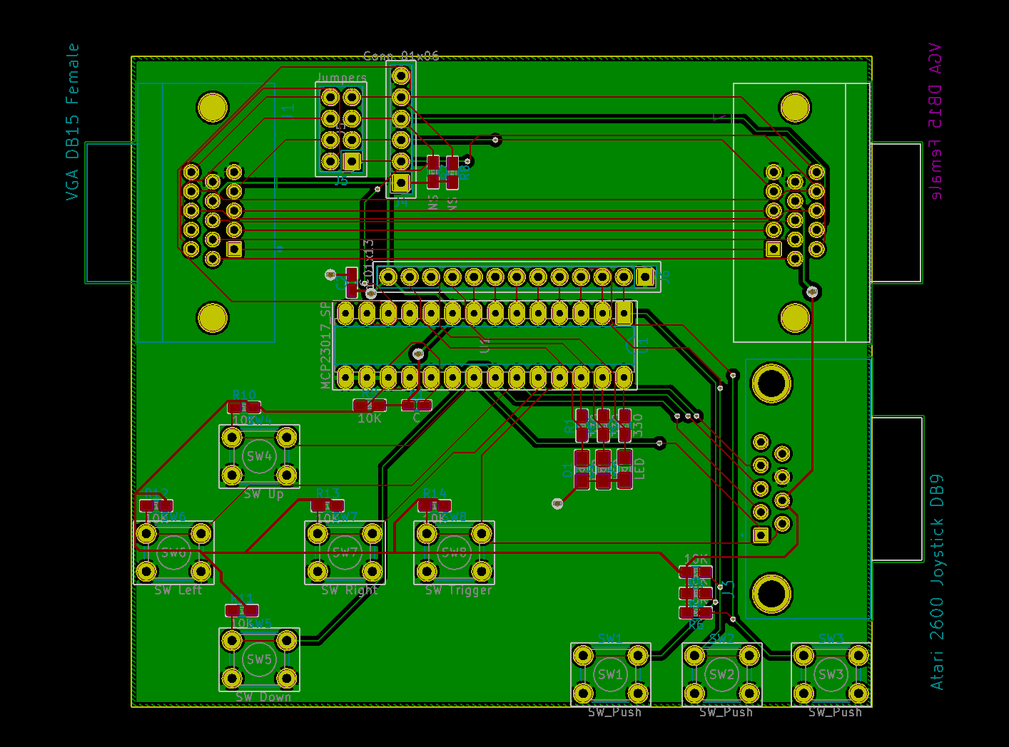 VGA I2C Atari 2600 Joystick Expander My First PCB Electronics etc…