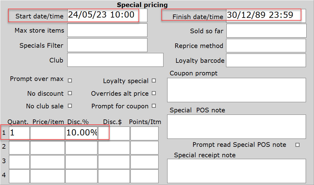 Setting up Specials via Maintain Products in Bulk (Replicate specials