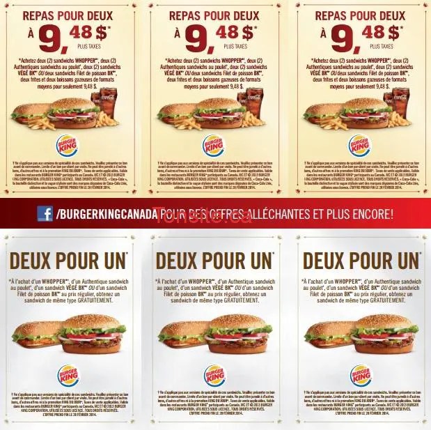 Nouveaux coupons rabais Burger King! TONSITE.CA Échantillon gratuit Québec
