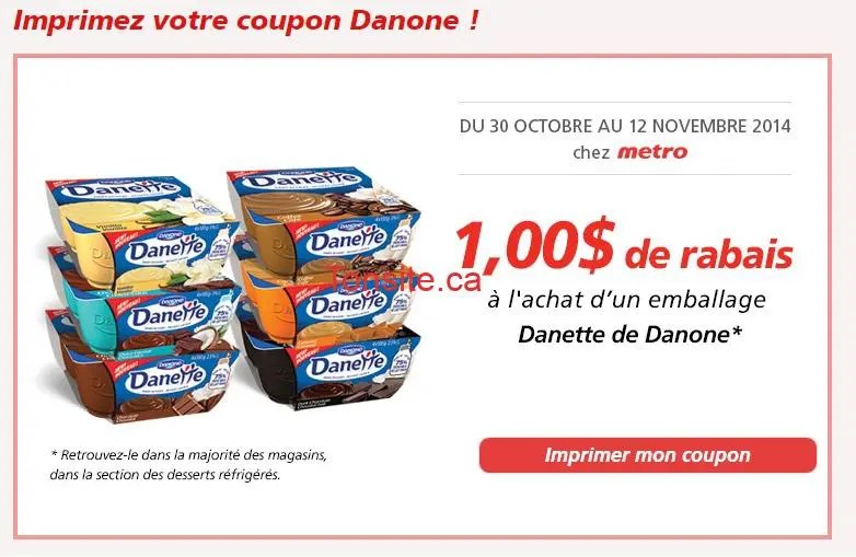 Metro Coupon rabais de 1 sur un emballage de Danone