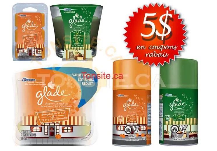 5 en coupons rabais sur les produits Glade